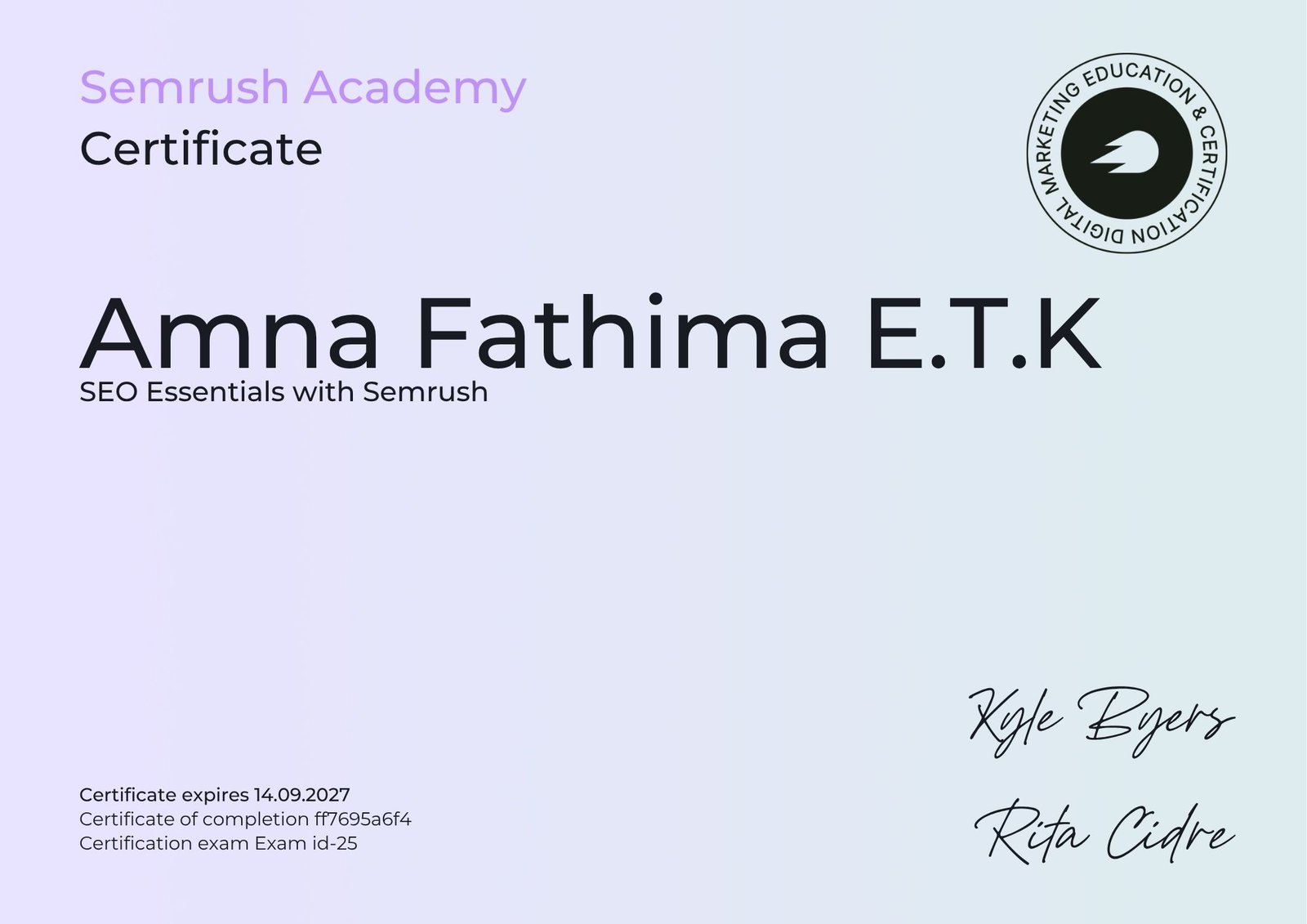 Home Best digital marketer in Calicut - semrush certificate